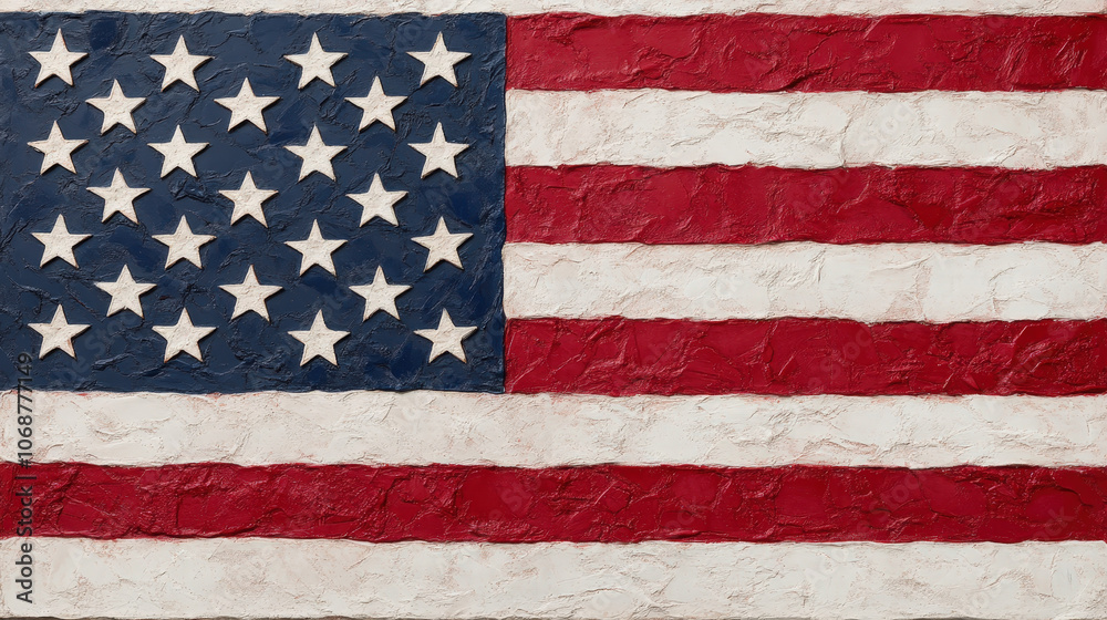 Naklejka premium Waving American flag with red, white, and blue stripes and stars, a symbol of the United States