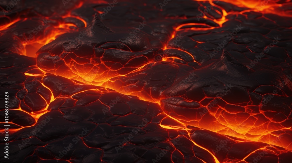 Molten lava flows Molten lava flows