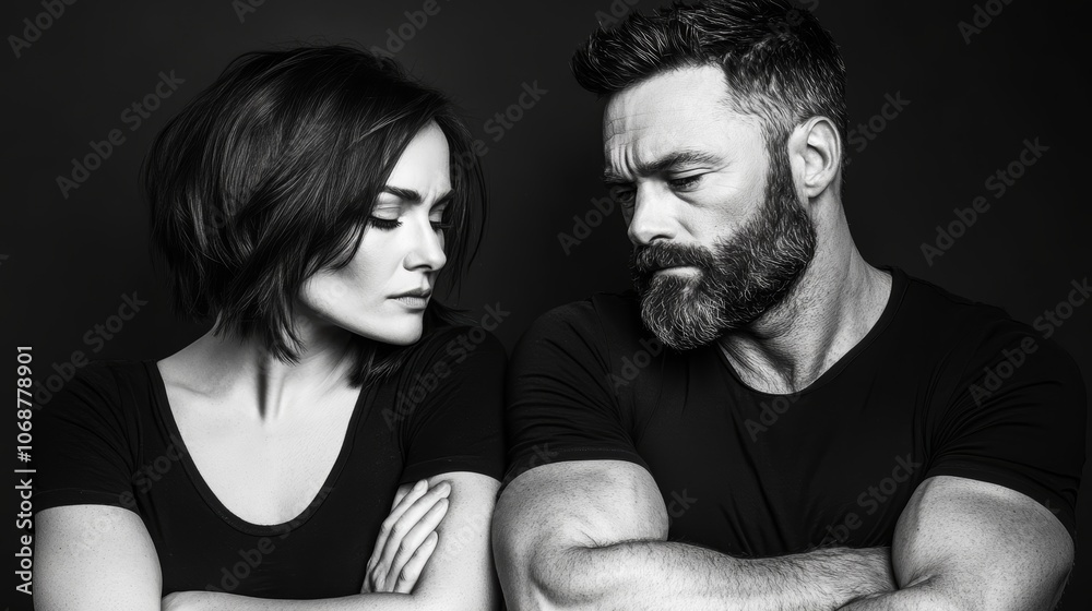 Togetherness, a man and woman stand side by side, capturing moment of shared connection unity in striking portrait Togetherness, a man and woman stand side by side, capturing moment of shared connection unity in striking portrait