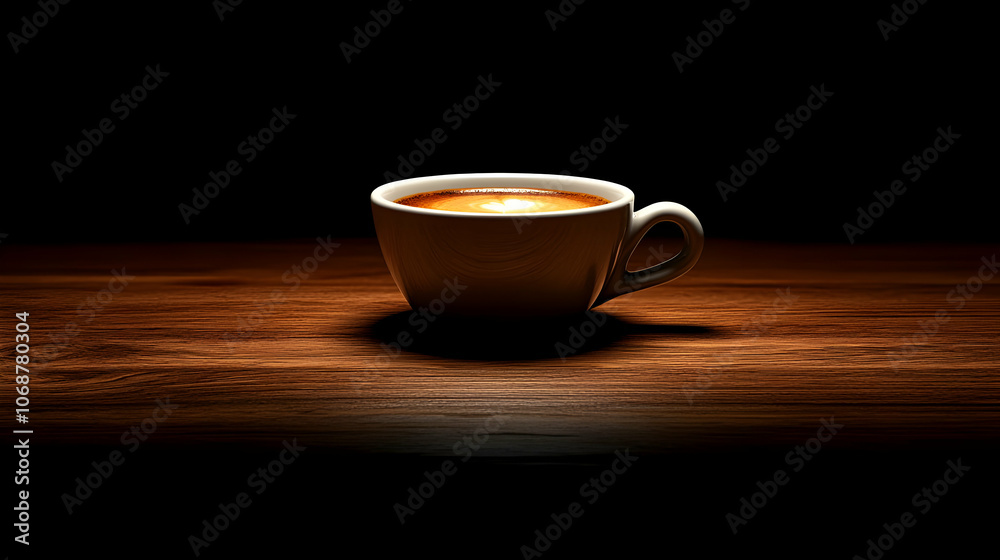 Espresso Cup on Wooden Table - 3D Illustration Espresso Cup on Wooden Table - 3D Illustration