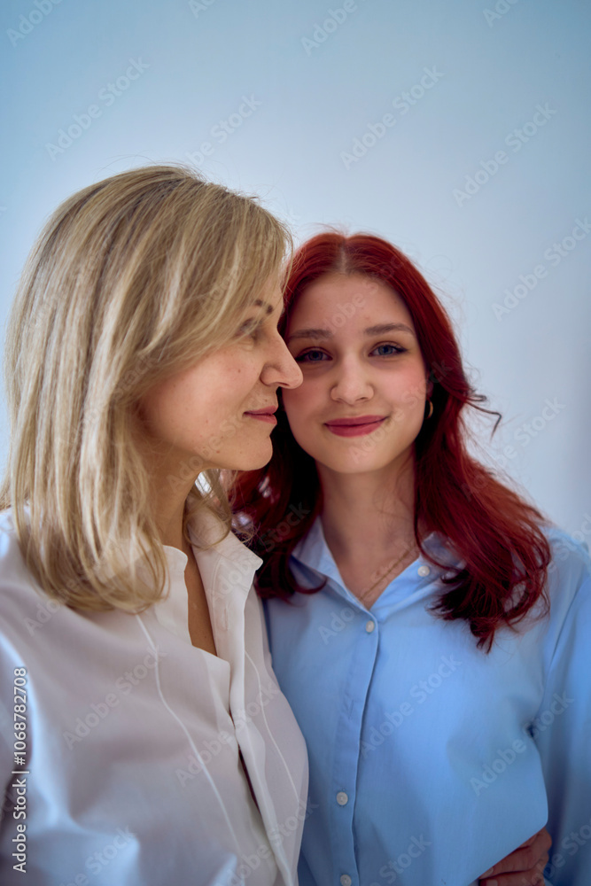 portrait of mother and daughter close up portrait of mother and daughter close up