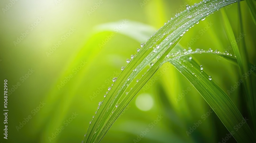 Fresh Green Grass with Morning Dew Drops Fresh Green Grass with Morning Dew Drops