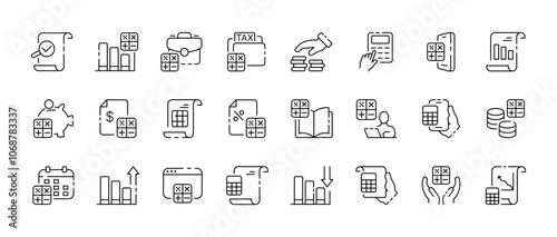 Count icon collection. Accounting design. Count linear collection. Vector icons