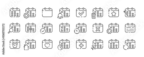 Calendar icon collection. Planning design. Calendar linear large set. Vector icons