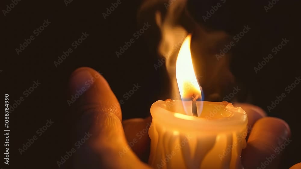 Candle Flame with Smoke in Dark Background Photo Candle Flame with Smoke in Dark Background Photo