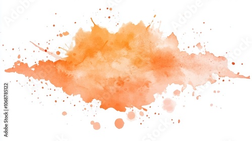 Abstract orange watercolor splatter paint,  splash effect, art background design element.