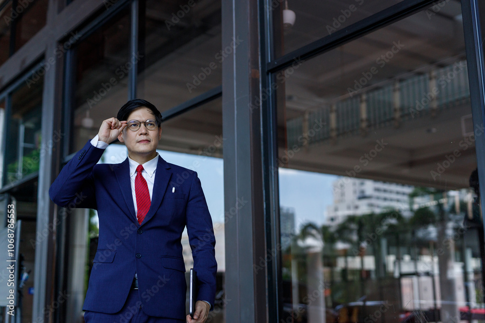 Male portrait standing confident wear suit professional businessperson lifestyle. Manager businessman suit and tie success stand near at modern office. Male portrait standing confident wear suit professional businessperson lifestyle. Manager businessman suit and tie success stand near at modern office.