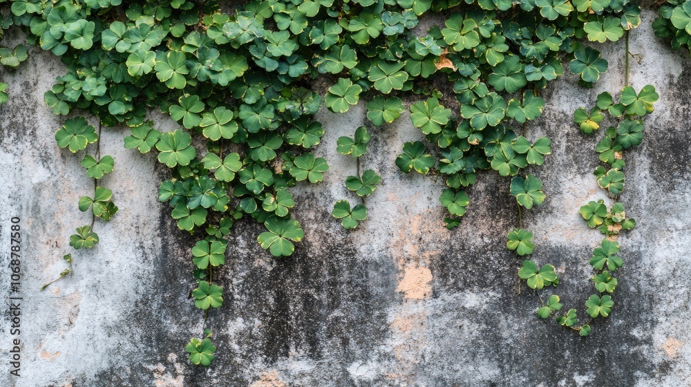 Green Ivy Leaves on a Weathered Wall Green Ivy Leaves on a Weathered Wall