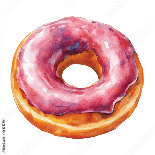 Doughnut watercolor clipart illustration