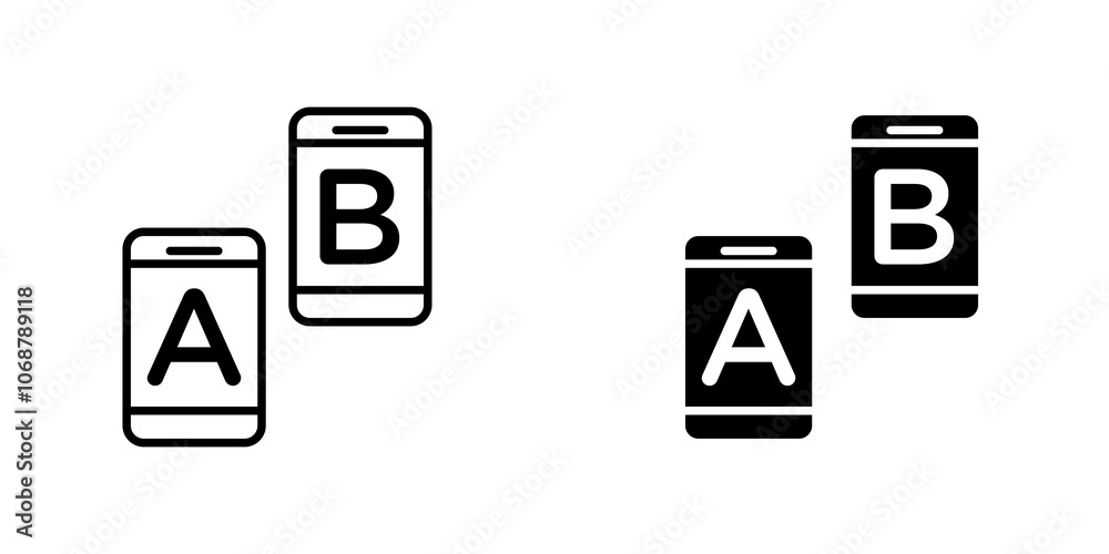 A B testing icon symbol collection on white background. A B testing icon symbol collection on white background.