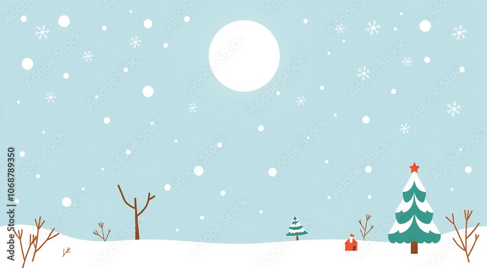 Simple snowy winter landscape with a Christmas tree. Simple snowy winter landscape with a Christmas tree.