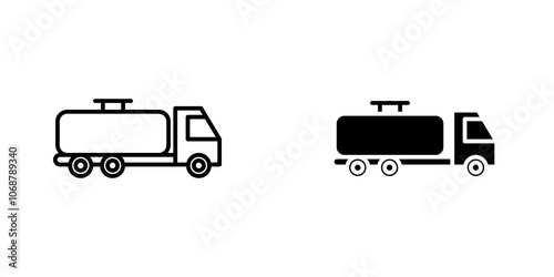 Fuel truck icon symbol collection on white background.