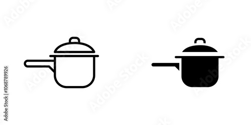 Sauce pan icon symbol collection on white background.