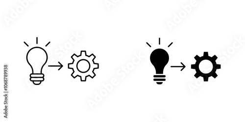 Implementation icon symbol collection on white background.