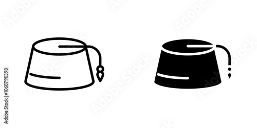 Fez hat icon symbol collection on white background.
