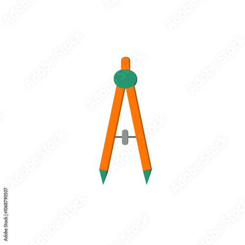 Compass Tool Illustration - Precise and Minimalist Design, Ideal for Geometry, Mathematics, Drafting, Engineering, and School Supplies. Suitable for both digital and print use