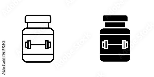Fitness supplement icon symbol collection on white background.