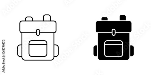 Hiking backpack icon symbol collection on white background.