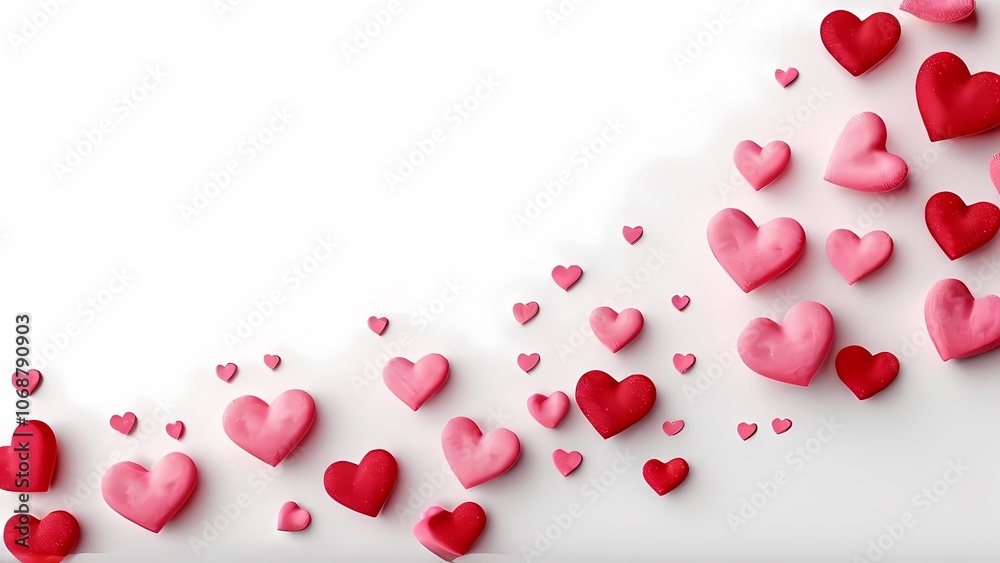 Classic Valentine's Day Background with Red and Pink Hearts on White Background: Timeless Romantic Design Classic Valentine's Day Background with Red and Pink Hearts on White Background: Timeless Romantic Design