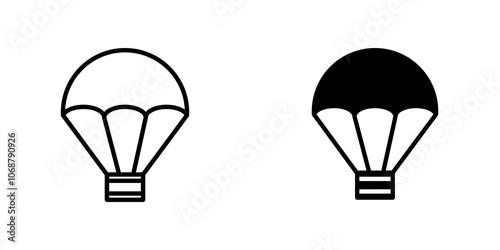 Parachute icon symbol collection on white background.