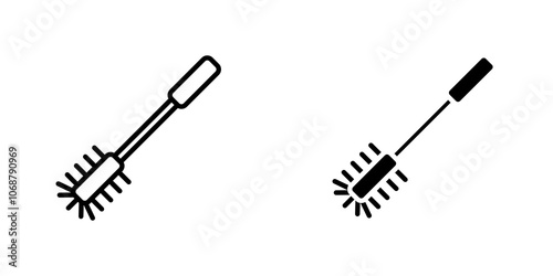 Toilet brush icon symbol collection on white background.