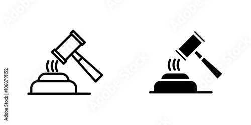 Auction icon symbol collection on white background.