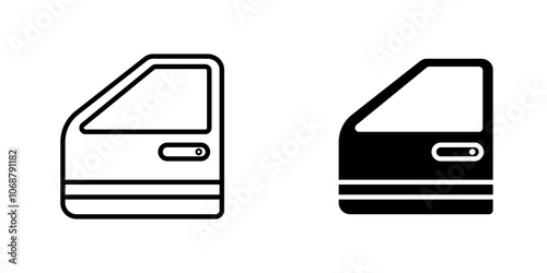 car door icon symbol collection on white background.