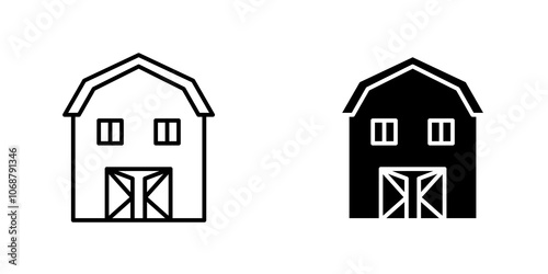 Barn icon symbol collection on white background.