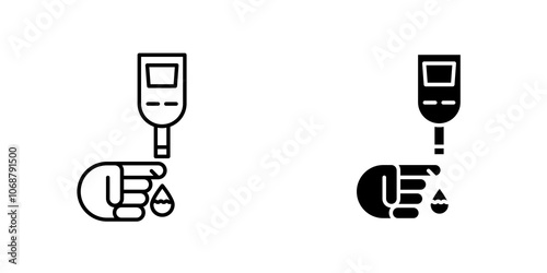 Blood sugar test icon symbol collection on white background.