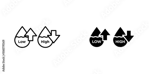 Low and high cholesterol icon symbol collection on white background.
