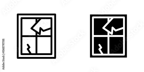 Broken window icon symbol collection on white background.