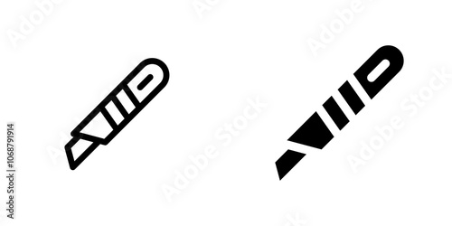 Utility knife icon symbol collection on white background.