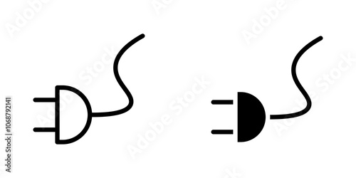 Electrical plug icon symbol collection on white background.