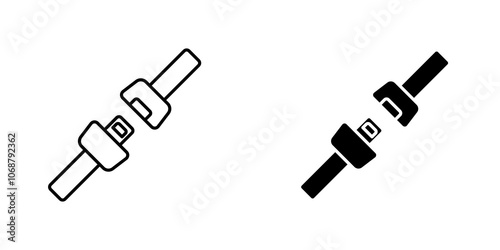 Car seat belt icon symbol collection on white background.