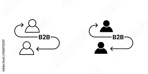 B2B icon symbol collection on white background.
