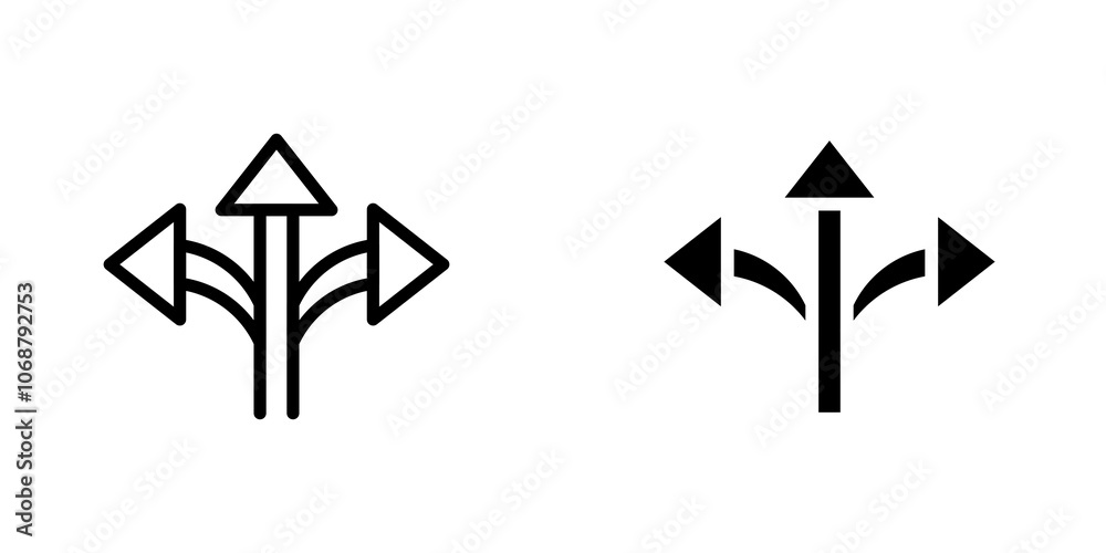 Three directions icon symbol collection on white background. Three directions icon symbol collection on white background.