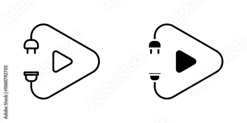 Plug and play icon symbol collection on white background.