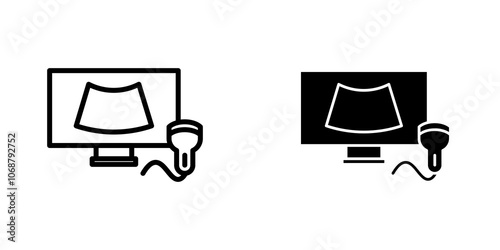 Ultrasonography icon symbol collection on white background.