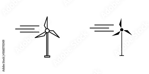 Eolic energy icon symbol collection on white background.