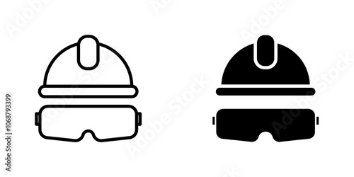 Safety helmet icon symbol collection on white background.