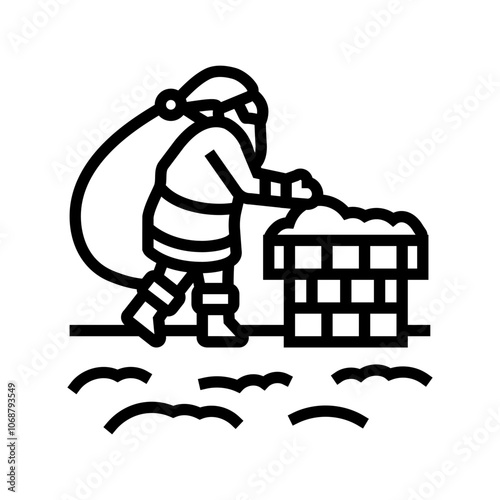 santa claus on a rooftop line icon vector. santa claus on a rooftop sign. isolated contour symbol black illustration