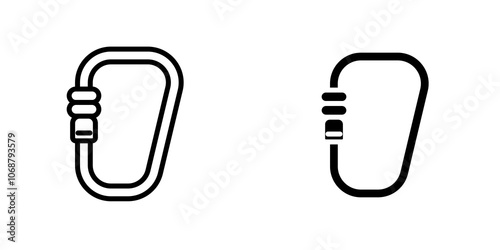 Carabiner icon symbol collection on white background.