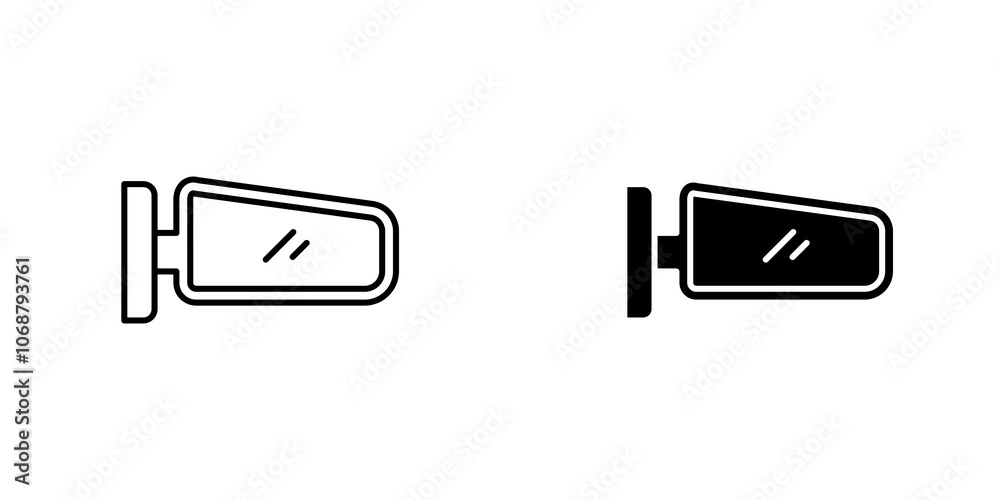 Side mirror icon symbol collection on white background. Side mirror icon symbol collection on white background.