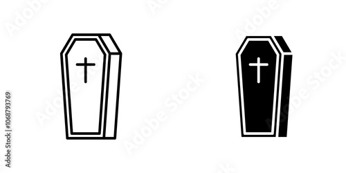 Coffin icon symbol collection on white background.