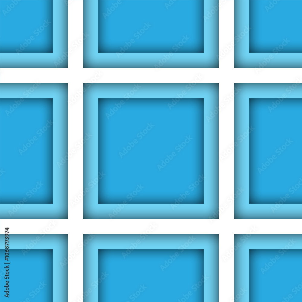Geometric blue paper cut ornament. Vector seamless pattern. Geometric blue paper cut ornament. Vector seamless pattern.