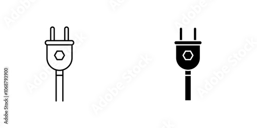 Electric plug icon symbol collection on white background.