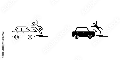Car accident icon symbol collection on white background.