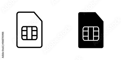 Sim card icon symbol collection on white background.