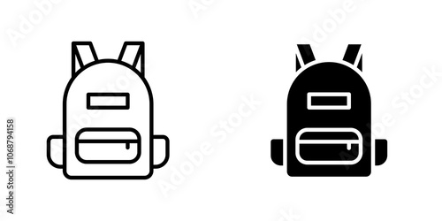 Backpack icon symbol collection on white background.
