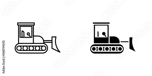 Bulldozer icon symbol collection on white background.